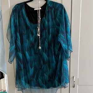 Blouse green/ black sheer